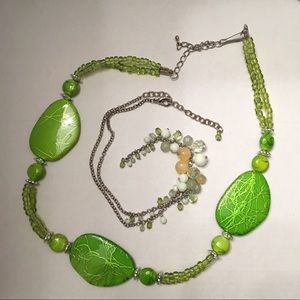 Costume Jewelry - Set of 2 Green Necklaces